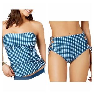 Hula Honey Blue Gingham Plaid Tankini Set